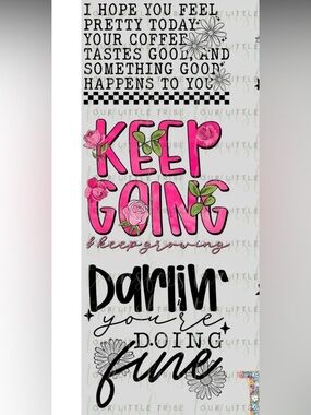 Keep Going Floral Graphic Print - Pink Roses Motivational Art